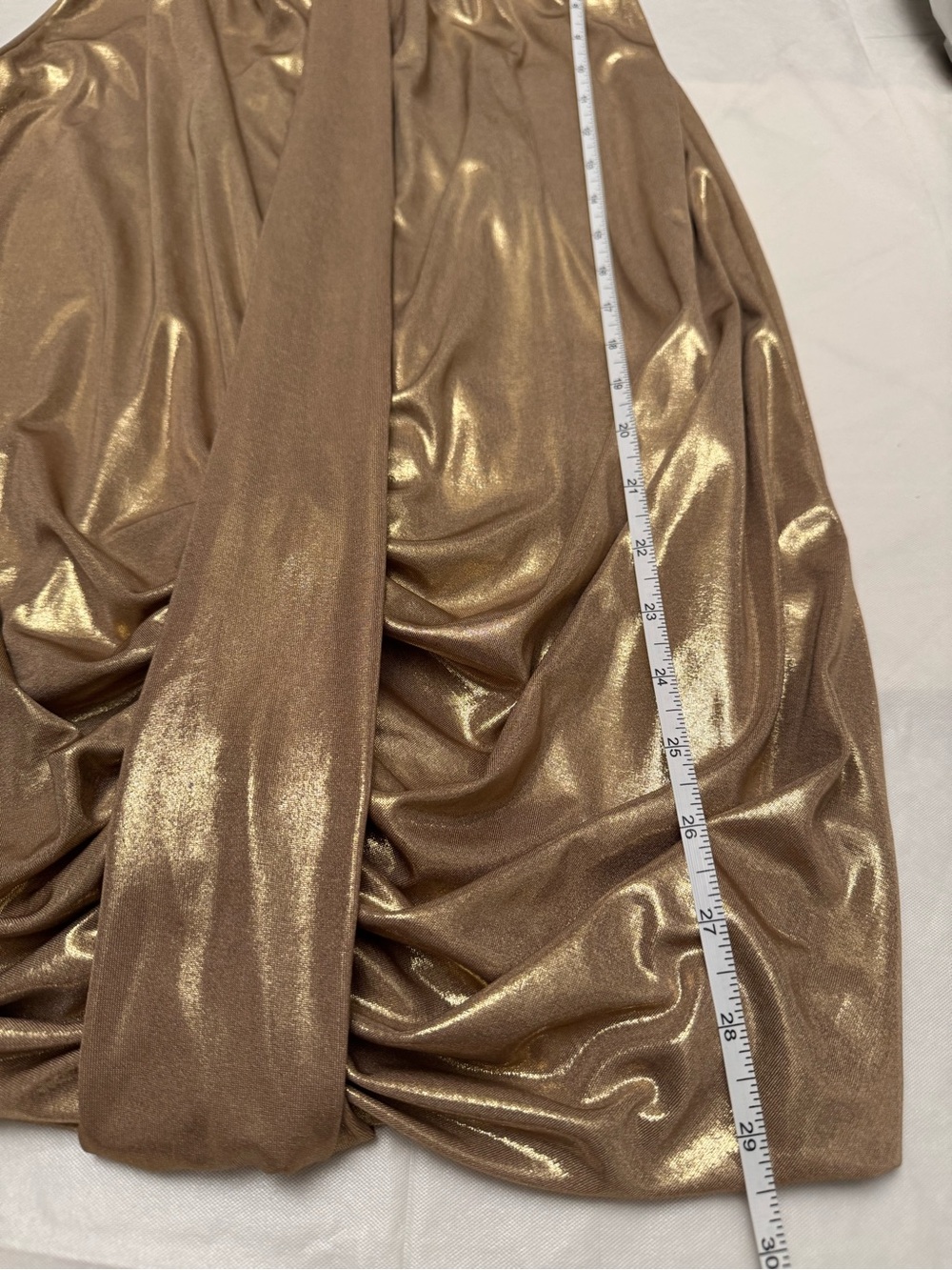 Vintage Caché Metallic Gold Strapless Ruched Cocktail Dress - Picture 4 of 6